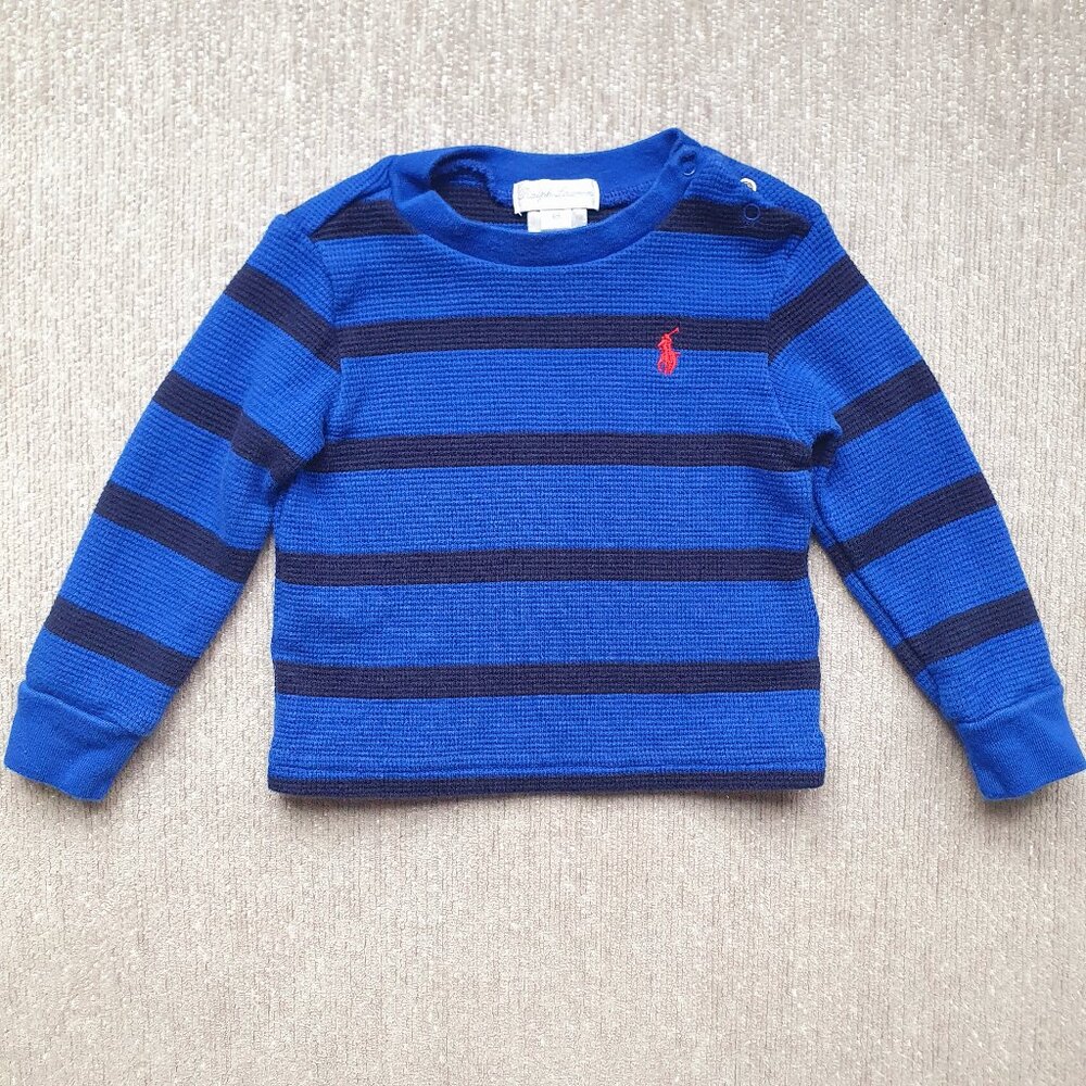 Ralph Lauren Blue and Navy Striped Sweater Baby Boy Size 6 Months